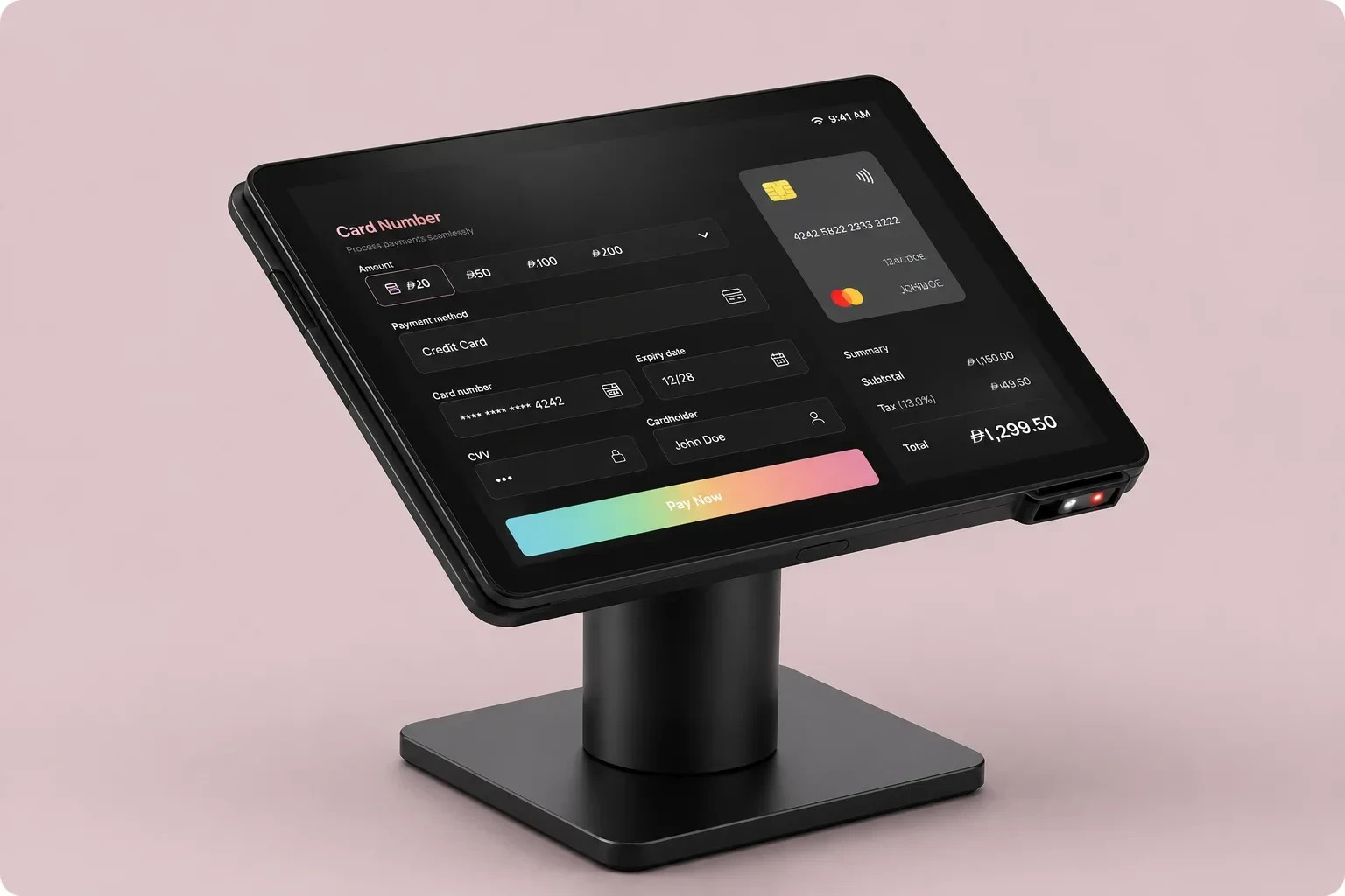 y4000 tablet POS on a stand